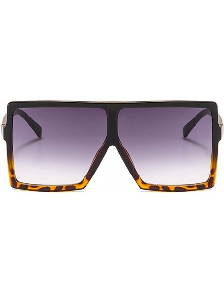 Sport Fashion Square Large Frame Sunglasses Men and Women Eyewear UV400 Black Driving - Leopard Print - C518R463ENM $23.02