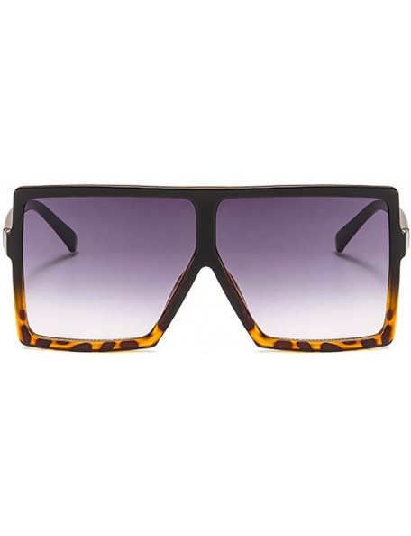 Sport Fashion Square Large Frame Sunglasses Men and Women Eyewear UV400 Black Driving - Leopard Print - C518R463ENM $9.96