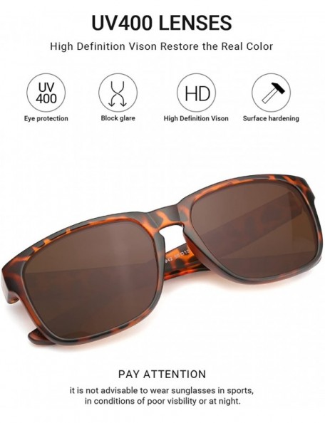 Aviator Classic Rectangular Polarized Sunglasses Retro Driving Eyewear 100% UV Blocking - Tawny - CL18C0GQXKT $7.90