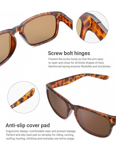 Aviator Classic Rectangular Polarized Sunglasses Retro Driving Eyewear 100% UV Blocking - Tawny - CL18C0GQXKT $7.90