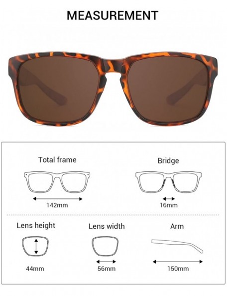 Aviator Classic Rectangular Polarized Sunglasses Retro Driving Eyewear 100% UV Blocking - Tawny - CL18C0GQXKT $7.90