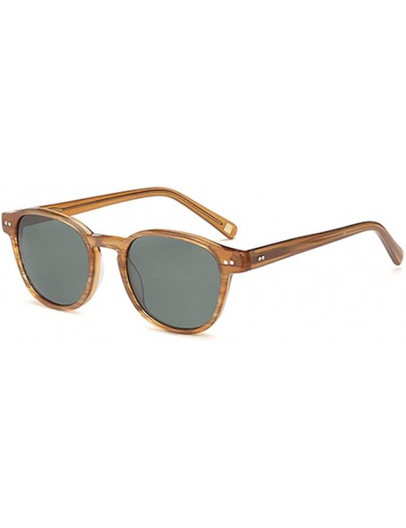 Round Vintage Sunglasses for Men Traveling Acetate Round Sun Glasses Driving Eyewear - 3 - CV18QADC4HN $44.00