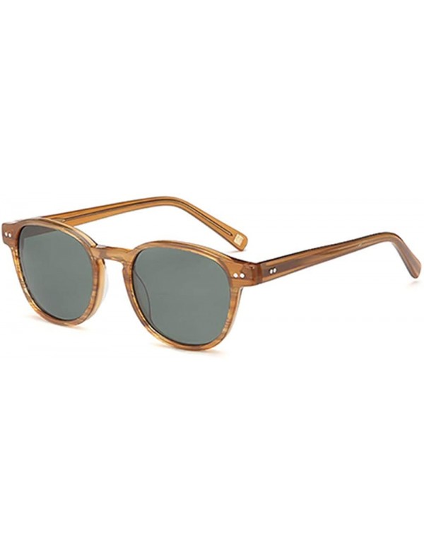 Round Vintage Sunglasses for Men Traveling Acetate Round Sun Glasses Driving Eyewear - 3 - CV18QADC4HN $44.00