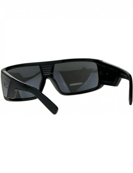 Shield KUSH Sunglasses Mens Fashion Shield Rectangular Frame Mirror Lens UV 400 - Black/Grey - CT18D7Q50I4 $12.58