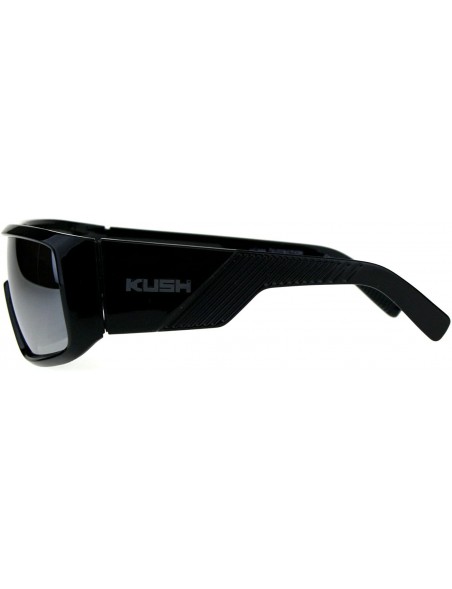 Shield KUSH Sunglasses Mens Fashion Shield Rectangular Frame Mirror Lens UV 400 - Black/Grey - CT18D7Q50I4 $12.58