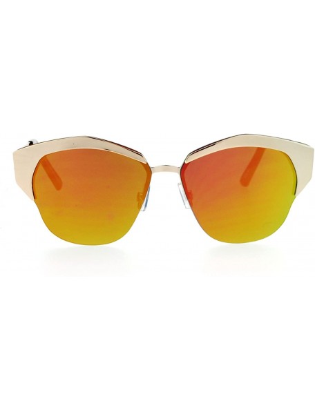 Wayfarer Mirrored Mirror Lens Retro Flat Lens Futuristic Half Horned Rim Sunglasses - Gold Orange - CD12DI9C5RH $27.14