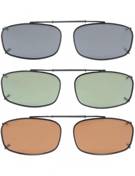 Rectangular Metal Frame Rim Polarized Lens Clip On Sunglasses 2 1/8"x1 3/8" - Mix - CN190853IRU $14.96