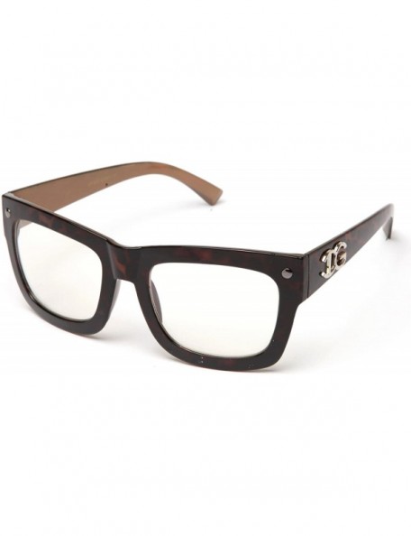 Rectangular Unisex Clear Lens Oversized Fashion Glasses - Tortoise - CX119DTR8UB $10.43