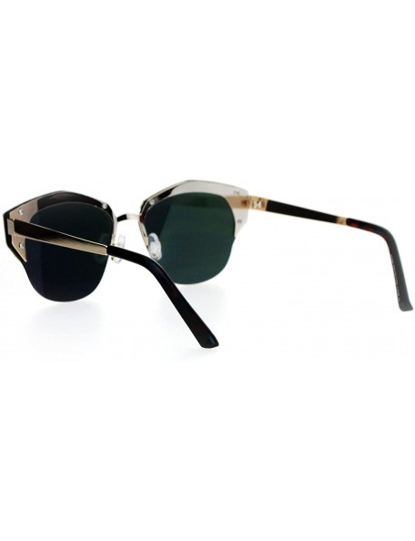 Wayfarer Mirrored Mirror Lens Retro Flat Lens Futuristic Half Horned Rim Sunglasses - Gold Orange - CD12DI9C5RH $15.29