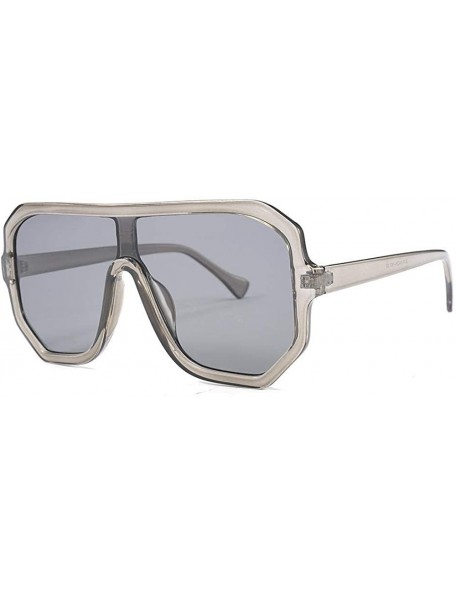 Aviator One Lens Oversized Square Sunglasses Men Women Fashion Shades C1 Black Black - C8 Clear Gray - CO18YR2HAL5 $10.92