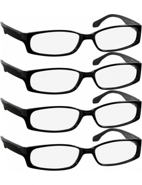 Square Reading Glasses Men Women Dura Tight - 4 Pack Black - C317Z4NHZ84 $16.90