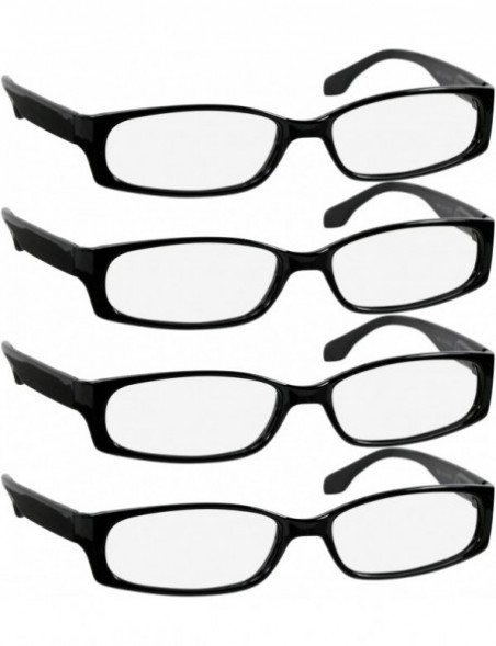 Square Reading Glasses Men Women Dura Tight - 4 Pack Black - C317Z4NHZ84 $16.90