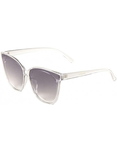 Round Flat Lens Round Cat Eye Crystal Color Sunglasses - Black - CC197WSQ05L $12.33