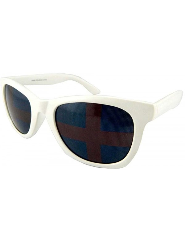 Wayfarer New Promotional Budget Wayfarer Retro Sunglasses - Flag Lens - White - CM11F4P0JJZ $8.54