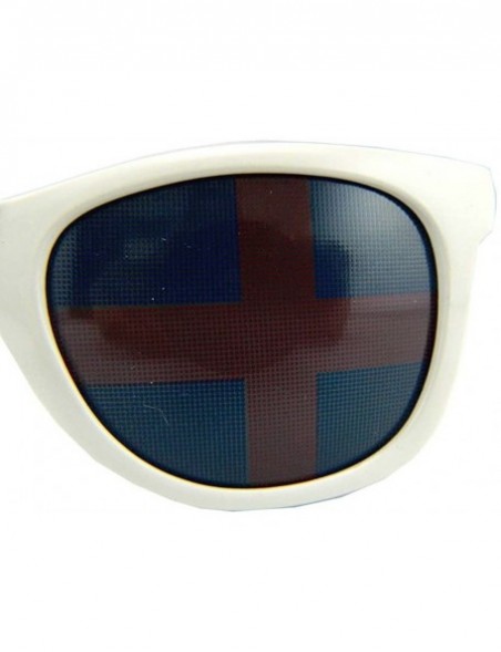 Wayfarer New Promotional Budget Wayfarer Retro Sunglasses - Flag Lens - White - CM11F4P0JJZ $8.54