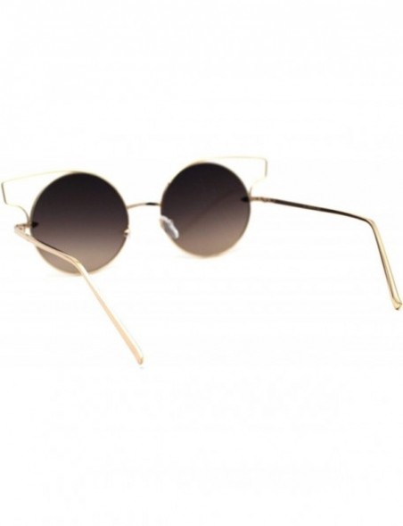 Round Designer Fashion Metal Wire Horn Rim Round Circle Lens Womens Sunglasses - Gold Beige - CU12N3BMJKG $13.73