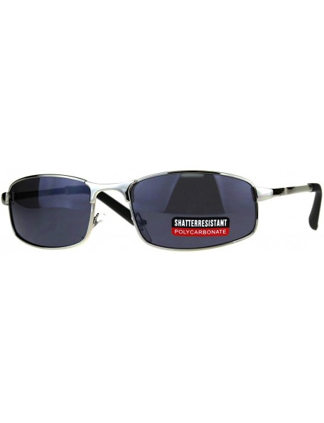 Rectangular Mens Sunglasses Metal Oval Rectangle Frame Spring Hinge Shatter Resistant - Silver - CO18CE5SGDR $12.40