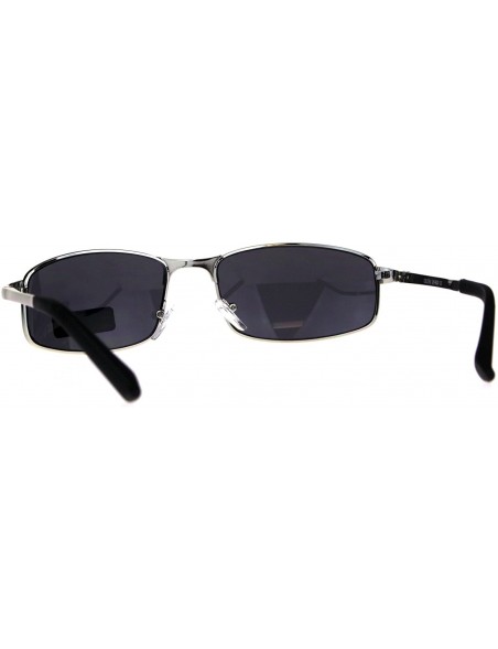 Rectangular Mens Sunglasses Metal Oval Rectangle Frame Spring Hinge Shatter Resistant - Silver - CO18CE5SGDR $12.40