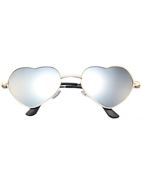 Oval Unisex Fashion Heart-Shaped Sunglasses Metal Frame Mirrored Lens - A - CJ18DW9E69X $18.55