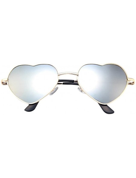 Oval Unisex Fashion Heart-Shaped Sunglasses Metal Frame Mirrored Lens - A - CJ18DW9E69X $7.77