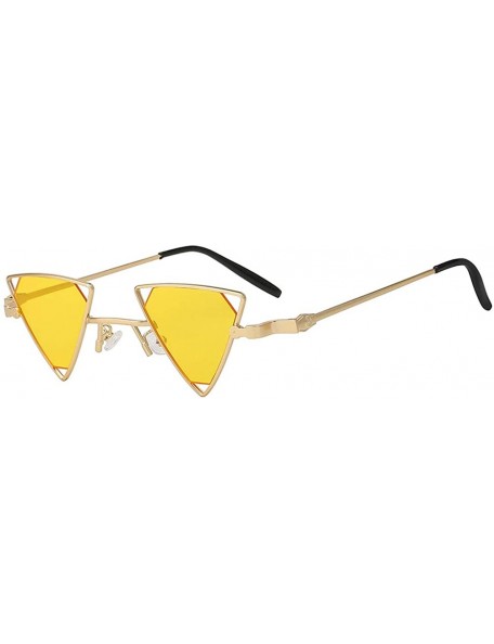 Butterfly Men Women Triangle Butterfly Vintage Colored Lens Sunglasses Metal Frame - Gold-yellow - CL18HSCRO7A $25.09
