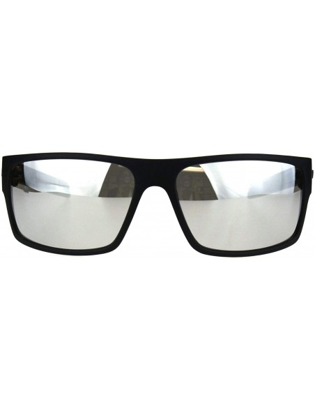 Rectangular Biohazard Sunglasses Mens Casual Fashion Rectangular Shades UV 400 - Black White (Silver Mirror) - CZ18Q64UN0T $9.23