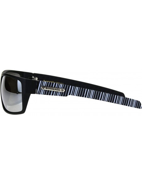 Rectangular Biohazard Sunglasses Mens Casual Fashion Rectangular Shades UV 400 - Black White (Silver Mirror) - CZ18Q64UN0T $9.23