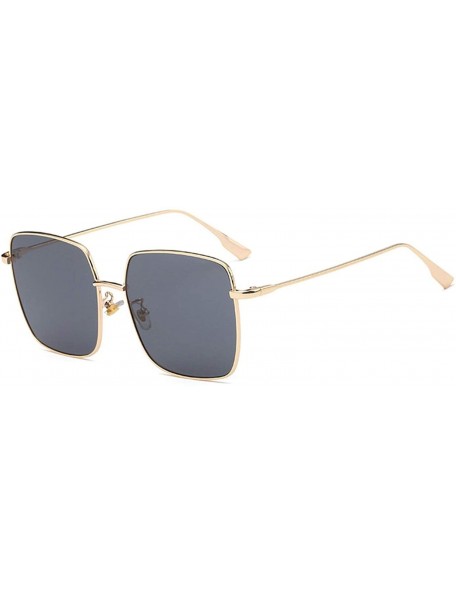 Oversized Vintage Big Square Sunglasses for Women Metal Glass UV 400 Protection Sunglasses - Black - C418SARX9KK $12.23