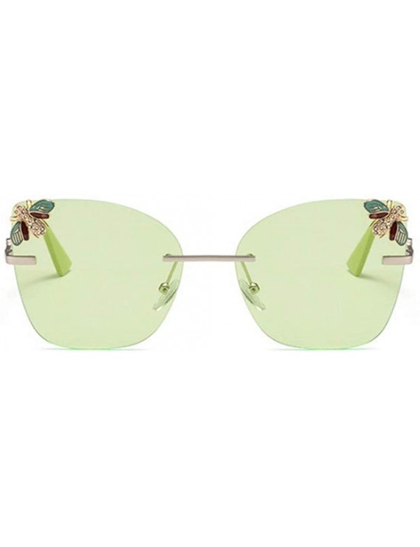 Rimless Bee Rimless Sunglasses Men Women Square Shades Sun Glasses - C6 Green - CR18Y48AZAI $21.65