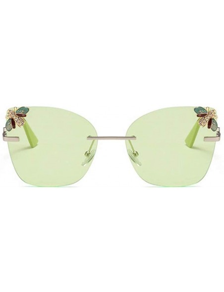 Rimless Bee Rimless Sunglasses Men Women Square Shades Sun Glasses - C6 Green - CR18Y48AZAI $21.65