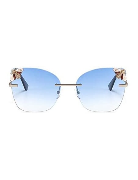 Rimless Bee Rimless Sunglasses Men Women Square Shades Sun Glasses - C6 Green - CR18Y48AZAI $21.65