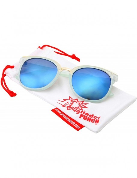 Square Womens Fashion Dapper Horned Rim Mirrored Lens Sunglasses - Blue - C618KNNDYYE $8.61