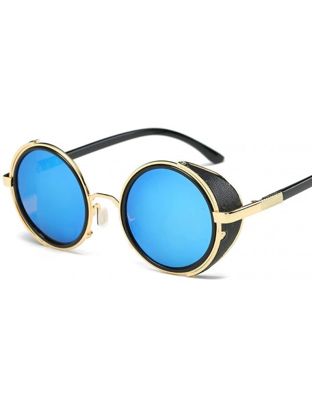 Goggle Steampunk Sunglasses Women Round Glasses Goggles Men Side Visor Circle Lens Unisex Vintage - 7-gold-gold - CZ18W7EHENR...