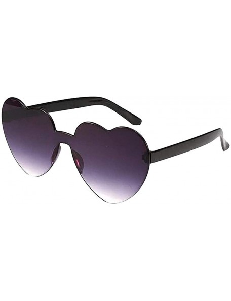Rimless Rimless Women Love Heart Shaped Sunglasses for Women UV400 Sunglasses Trendy Transparent Resin Lens Love Glasses - CA...