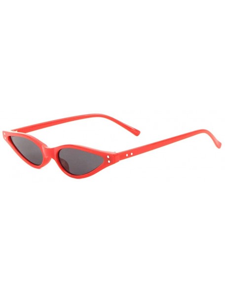 Cat Eye Wide Frame Sharp Cat Eye Frontal Two Dot Stud Sunglasses - Red - C4198RW2ZNR $14.04