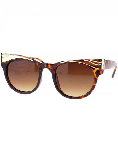 Oval Diva Womens Metal Brow Horn Rim Cat Eye Oval Fashion Sunglasses - Tortoise - CO11N9PKRML $12.55