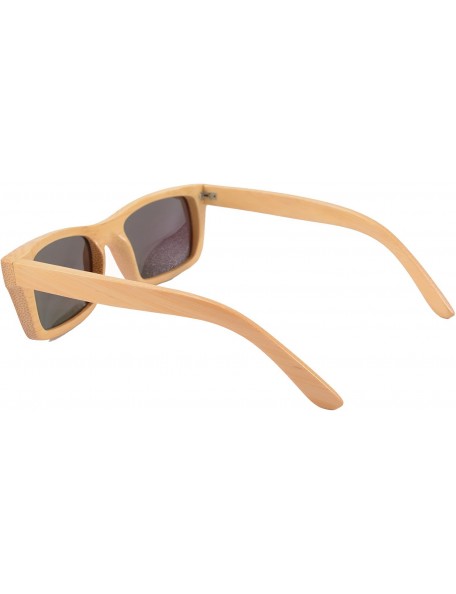 Wayfarer Natural Wood Sunglasses Pure Bamboo Frame Green Mirrored Lens with Case - Z6033 - CQ11T8R8VP9 $33.77