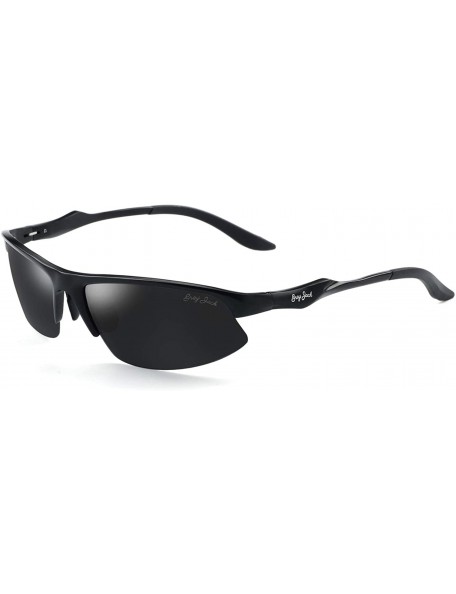 Sport Al-Mg Alloy Lightweight Half-Frame Sports Polarized Sunglasses for Men Women - Black - CS187E9M39Y $19.42