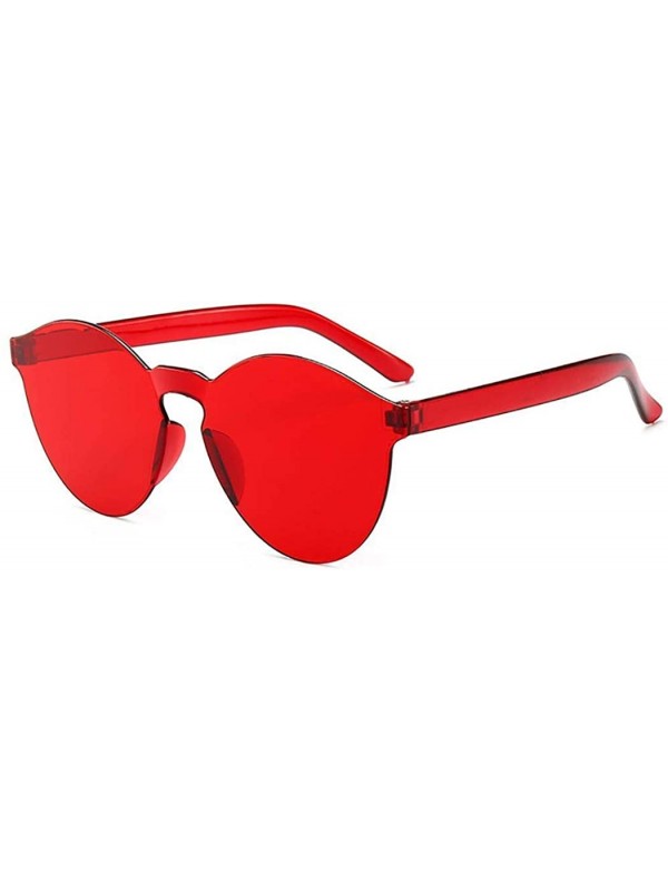 Round Unisex Fashion Candy Colors Round Outdoor Sunglasses Sunglasses - Red - CM190L45DTH $16.41