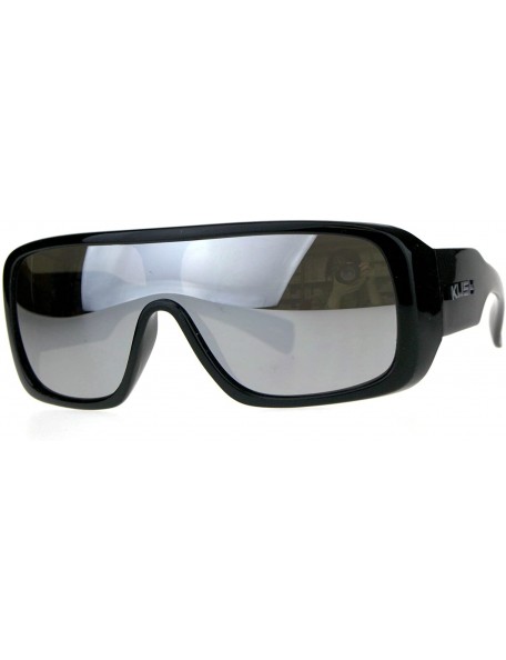 Rectangular Mens Shield Robotic Kush Gangster Plastic Mirrored Sunglasses - Silver Mirror - CV180TE2IX8 $14.29