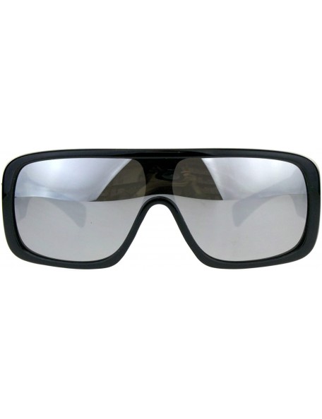 Rectangular Mens Shield Robotic Kush Gangster Plastic Mirrored Sunglasses - Silver Mirror - CV180TE2IX8 $14.29