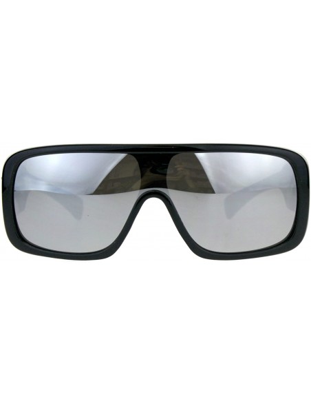 Rectangular Mens Shield Robotic Kush Gangster Plastic Mirrored Sunglasses - Silver Mirror - CV180TE2IX8 $14.29