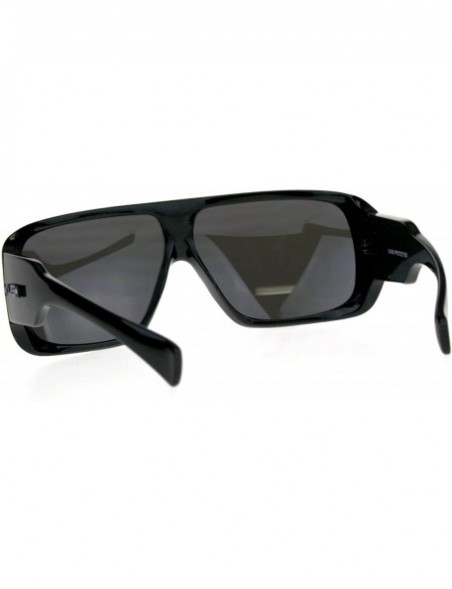 Rectangular Mens Shield Robotic Kush Gangster Plastic Mirrored Sunglasses - Silver Mirror - CV180TE2IX8 $14.29