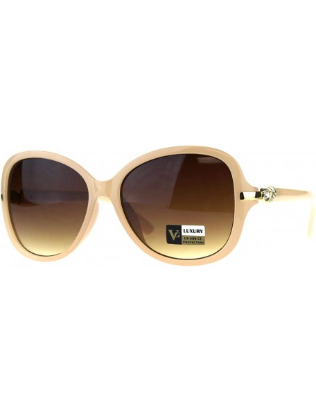 Butterfly Womens Rhinestone Bling Designer Fashion Plastic Butterfly Sunglasses - Beige Brown - C018CAKU0WK $11.35