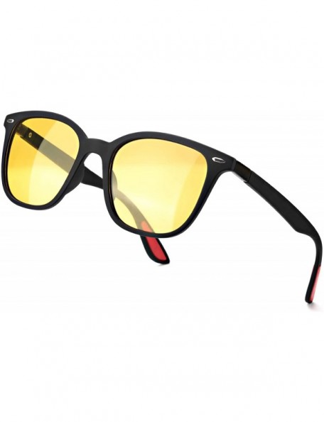 Square Polarized Anti glare Nighttime Glasses Matte - Night-driving Glasses-matte Black - CX18ZLDZH8I $28.94