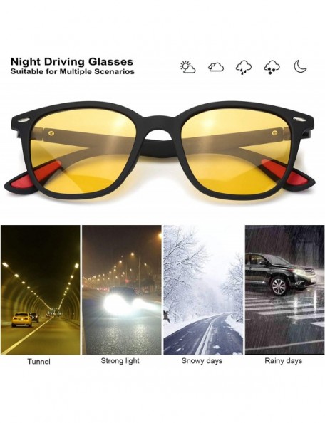 Square Polarized Anti glare Nighttime Glasses Matte - Night-driving Glasses-matte Black - CX18ZLDZH8I $16.91