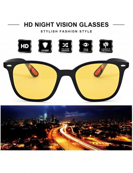 Square Polarized Anti glare Nighttime Glasses Matte - Night-driving Glasses-matte Black - CX18ZLDZH8I $16.91