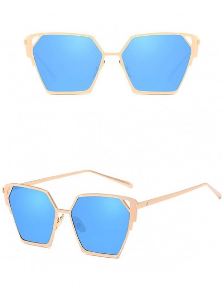 Oversized Polarized Sunglasses Glasses Protection Driving - Gold Blue - C418TQW5359 $21.09