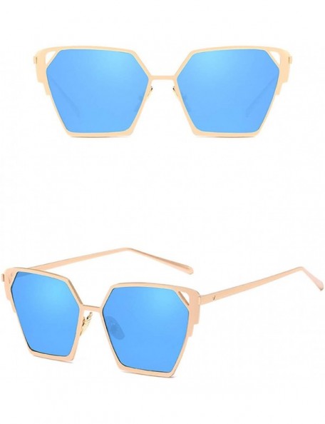Oversized Polarized Sunglasses Glasses Protection Driving - Gold Blue - C418TQW5359 $21.09