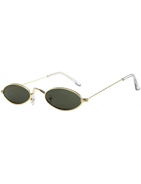Oval Fashion Mens Womens Retro Small Oval Sunglasses Metal Frame Shades Eyewear - Multicolor G - CQ190OH8NUG $20.81